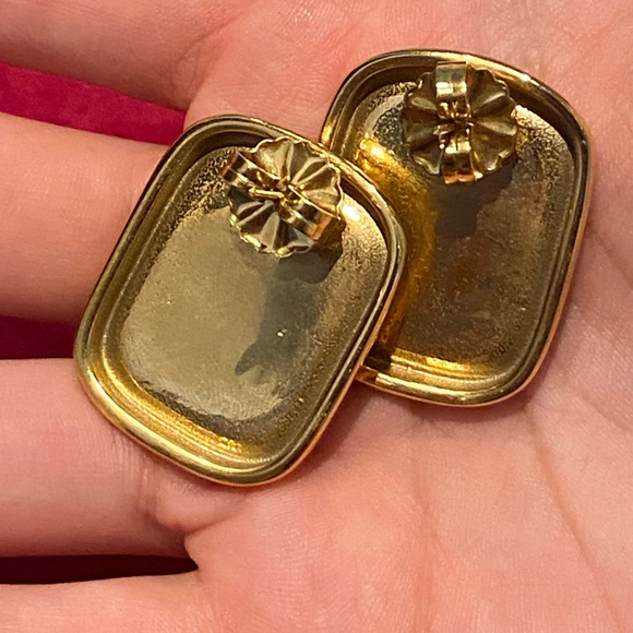 18k Gold Plated Malachite Post Earrings - Picture 3 of 3